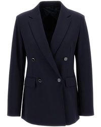 Max Mara - Jassen ,Blauw ,Leer Double-Breasted Jersey Blazer - Lyst