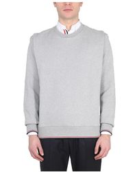 Thom Browne - Hoodies & Sweatvesten ,Grijs ,Katoen Sweatshirt Met 4Bar - Lyst