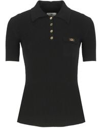 Elisabetta Franchi - Schwarzer Pullover Mit Logo-Knöpfen - Lyst