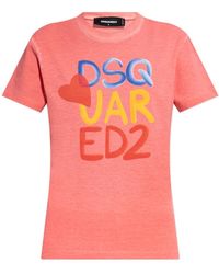 DSquared² - Tops ,Roze ,Katoen T-Shirt Capsule Summer Lovers - Lyst