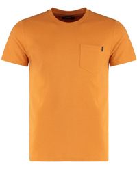 Moorer - Tops ,Oranje ,Katoen Katoenen T-Shirt Met Voorzak - Lyst