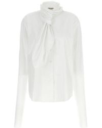 Alberta Ferretti - Witte Poplin Shirt Met Lavallière Kraag - Lyst