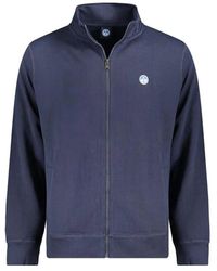 North Sails - Hoodies & Sweatvesten ,Blauw ,Katoen Blauwe Katoenen Zip Sweater Met Zakken - Lyst