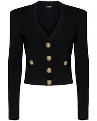 Balmain - Cropped Gebreid Vest - Lyst
