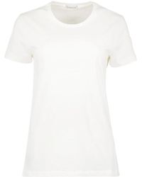 Moncler - Tops ,Wit ,Katoen Logo T-Shirt Lente-Zomer 2025 Vrouwen - Lyst