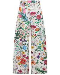 Gucci - Broeken ,Veelkleurig ,Gedrukte Zijde Keper Broek - Lyst