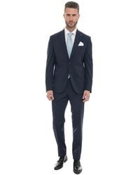 Paoloni - Kostuums ,Blauw ,Wol Pak Met 2 Knopen - Lyst