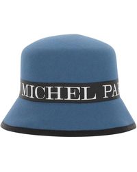 Maison Michel - Accessoires ,Blauw ,Denim Denimblauwe Konijnenhaar Cloche Hoed - Lyst