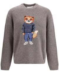 Maison Kitsuné - Dressed Fox Intarsia Wollen Trui - Lyst