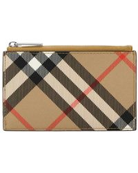 Burberry - Accessoires ,Veelkleurig ,Katoen Portemonnee Met Ruitjesprint - Lyst