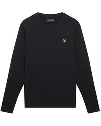 Lyle & Scott - Tops ,Zwart ,Katoen Plain L/S T-Shirt - Lyst