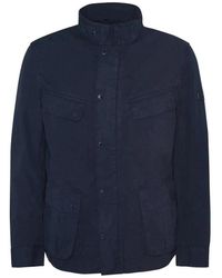 Barbour - Jassen ,Blauw ,Katoen Blauwe Katoenen Jas Met Rits En Knopen - Lyst