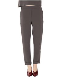 P.A.R.O.S.H. - Broeken ,Grijs ,Pantalon Van Cady Met Elastische Sigaretten Tailleband - Lyst