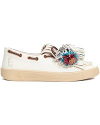 Elena Iachi - Witte Leren Loafers Met Kleurrijke Kwastjes - Lyst