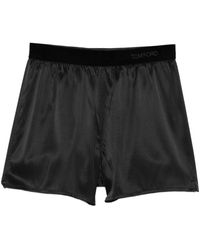 Tom Ford - Korte Broeken ,Zwart ,Satijn Logo Band Silk Shorts - Lyst