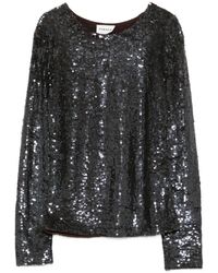 P.A.R.O.S.H. - Overhemden ,Zwart ,Bruine Top Met Gcollo Detail - Lyst