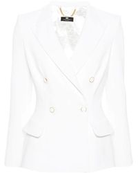 Elisabetta Franchi - Ivory doppelreihiger blazer,weiße jacken für frauen - Lyst