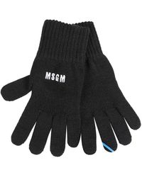 MSGM - Bestickte Gestrickte Wollmischhandschuhe - Lyst