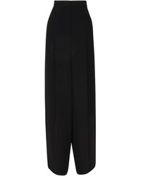 Max Mara - Broeken ,Zwart ,Linnen Zwarte Linnen Broek Met Wijde Pijpen - Lyst
