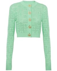 Balmain - Cardigan in maglia con monogramma - Lyst