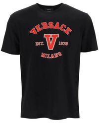 Versace - Schwarzes t-shirt - regular fit - geeignet für alle temperaturen - 100% baumwolle - Lyst