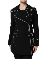 Dolce & Gabbana - Jassen ,Zwart ,Wol Zwarte Wol Double Breasted Blazer Jas - Lyst