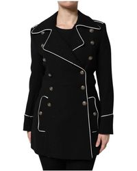 Dolce & Gabbana - Jassen ,Zwart ,Wol Zwarte Wol Double Breasted Blazer Jas - Lyst
