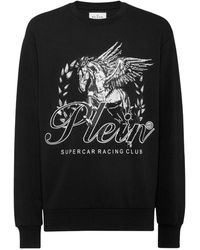 Philipp Plein - Hoodies & Sweatvesten ,Zwart ,Katoen Sweatshirt Ronde Hals Ls Racing Club - Lyst