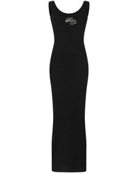Philipp Plein - Kleedjes ,Zwart ,Katoen Maxi Tank Dress Signature - Lyst