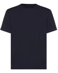 Fay - Tops ,Blauw ,Katoen T-Shirt Met Ronde Hals - Lyst