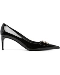 Dolce & Gabbana - Elegantes zapatos de tacón de cuero con logo-plaque - Lyst