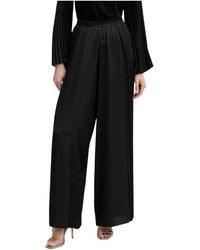 Twinset - Broeken ,Zwart ,Polyester Wijde Pantalon Met Plooien - Lyst