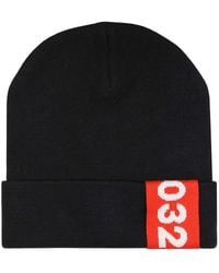 032c - Baumwoll-Beanie Mit Schwarzem Tape - Lyst