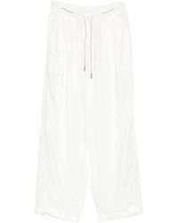 Herno - Broeken ,Wit ,Linnen Pantalon Met Riem - Lyst