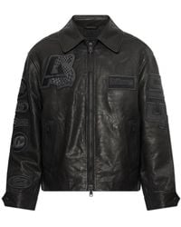 AllSaints - Jassen ,Zwart ,Leer Garrison Leren Jas - Lyst