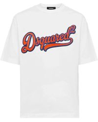 DSquared² - Tops ,Wit ,College Logo Loose Fit T-Shirt - Lyst