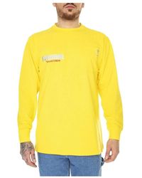 Dickies - Tops ,Geel ,Katoen T-Shirt Met Lange Mouwen En Ronde Hals - Lyst