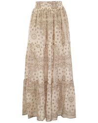Mc2 Saint Barth - Cheyenne long skirt in cotton and silk. - Lyst