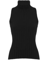 D.exterior - Geribbelde Top Met Hoge Hals - Lyst