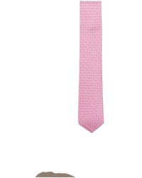 Ferragamo - Accessoires ,Roze ,Gancini Print Silk Tie - Lyst