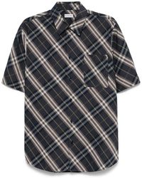 Burberry - Blaues button-up hemd mit b shield - Lyst