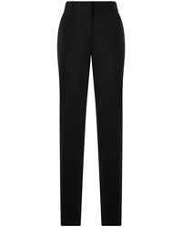 Alberta Ferretti - Broeken ,Zwart ,Wol High-Waist Straight Broeken - Lyst