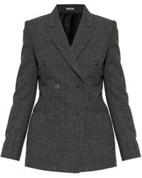 McQueen - Jassen ,Grijs ,Wol Flecked Glen Check Double-Breasted Jasje - Lyst