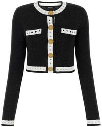 Balmain - Truien & Vesten ,Zwart ,Gebreid Vest Met Kant - Lyst