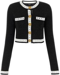 Balmain - Truien & Vesten ,Zwart ,Gebreid Vest Met Kant - Lyst