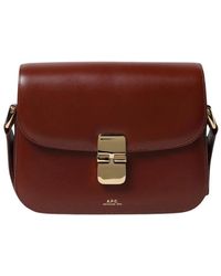 A.P.C. - Braune Leder Umhängetasche - Lyst