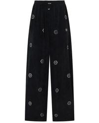 Philipp Plein - Broeken ,Zwart ,Chenille Skater Fit Trainingsbroek Monogram Strass - Lyst
