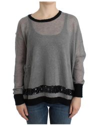 CoSTUME NATIONAL - Gray embellished asymmetric sweater - Lyst