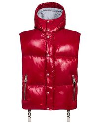 Khrisjoy - Jassen ,Rood ,Polyester Rode Puffer Bodywarmer Met Capuchon - Lyst