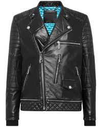 Philipp Plein - Leren Bikerjack - Lyst